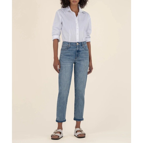 Kut from the Kloth Sienna Baggy Boyfriend Crop Jeans‎ Size 6 Medium Wash Denim - Picture 1 of 15